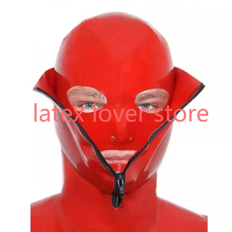 Women'S Red Accessories - Sexy Red Latex Mask Rubber Hoods